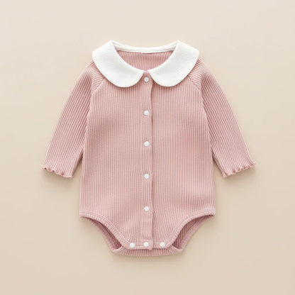 Lily-Mae™ Baby Girl Romper | Peter Pan Collar & Embroidery Bodysuit - bebeika