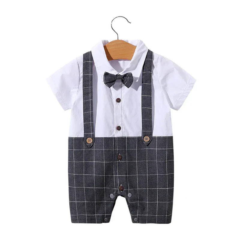 Moonlight™ Newborn Gentleman Romper | Thin Summer Formal Creeper - bebeika