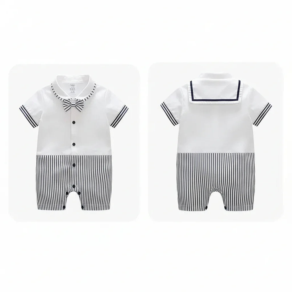 Moonlight™ Newborn Gentleman Romper | Thin Summer Formal Creeper - bebeika
