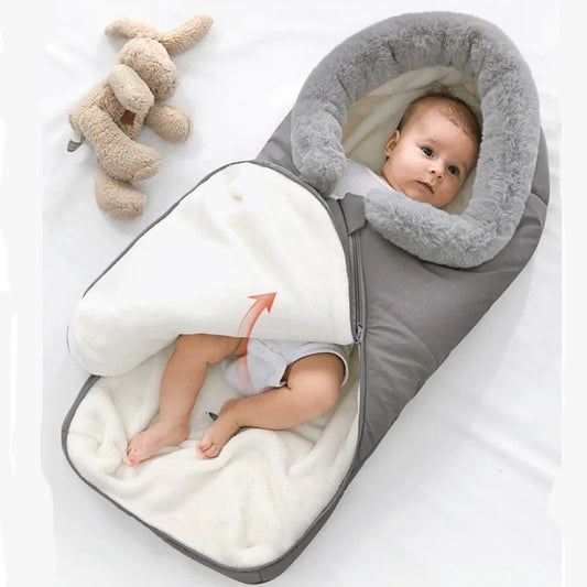 CozyCloud™ Knitted Baby Sleeping Bag | Fleece-Lined Winter Swaddle - bebeika