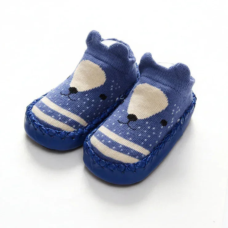FoxPaws™ Anti-Slip Baby Sock Shoes | Leather-Sole Indoor Walkers - bebeika