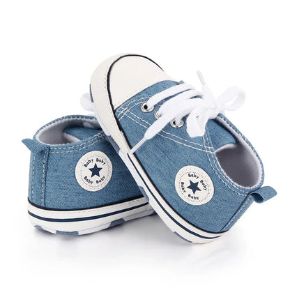 StarSteps™ Classic Canvas Crib Shoes | Soft-Sole Anti-Slip Sneakers - bebeika