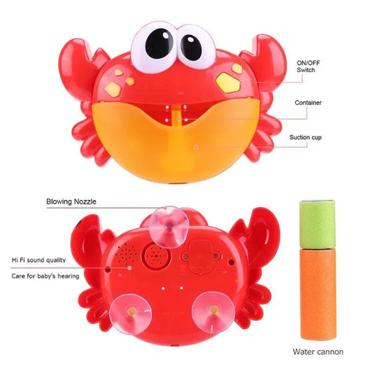 Bubbling Crab™ Musical Bath Toy | Automatic Bubble Maker & 12 Nursery Rhymes - bebeika