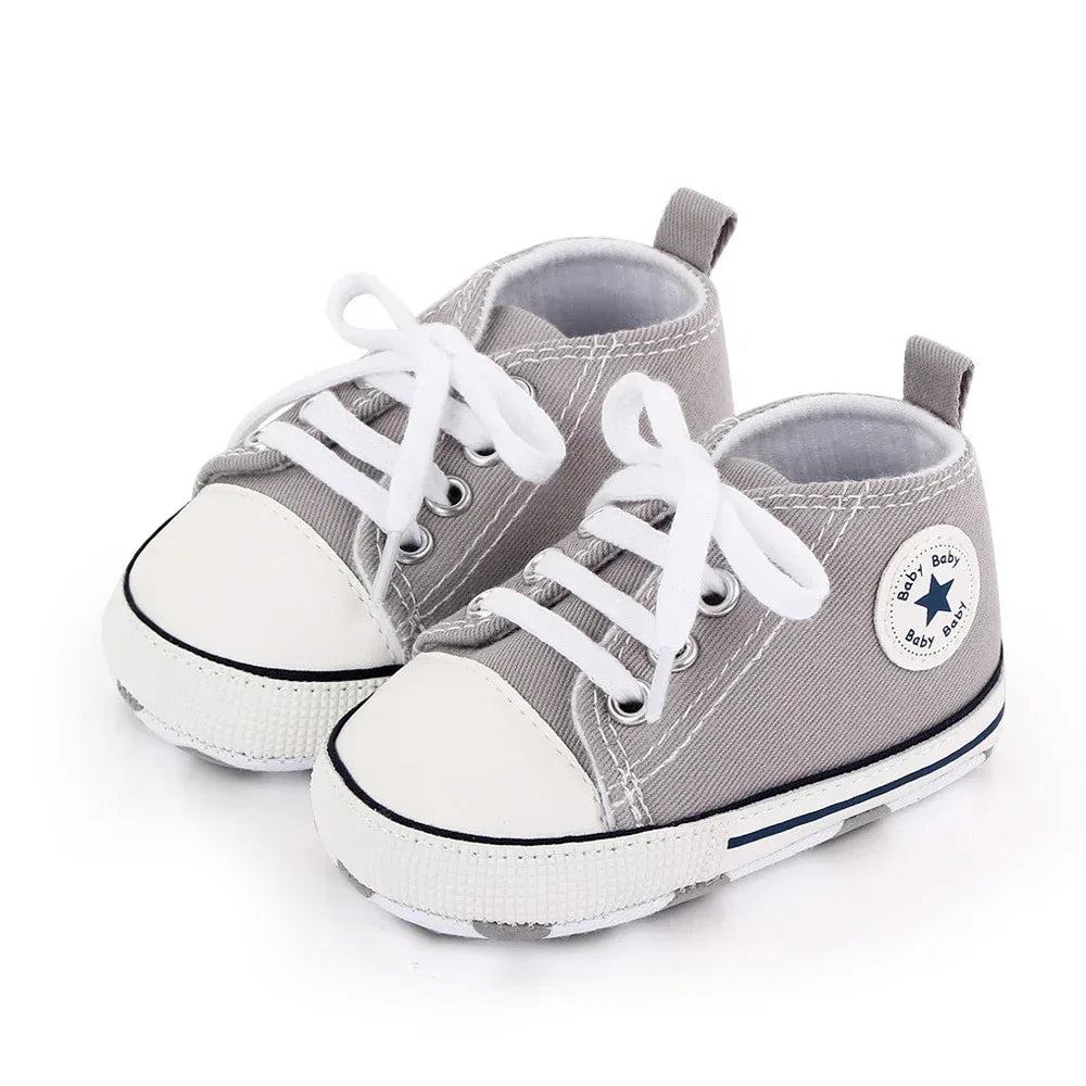 StarSteps™ Classic Canvas Crib Shoes | Soft-Sole Anti-Slip Sneakers - bebeika