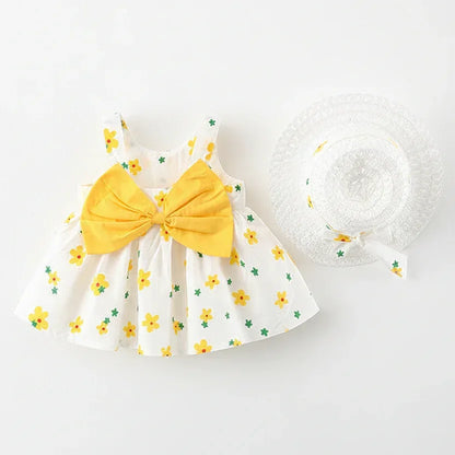Heritage Floral™ Baby Dress | Sleeveless Bow-Accent Summer Skirt