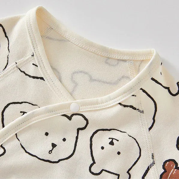 ZenWrap™ Baby Monk-Style Romper | Pure Cotton Cross-Front Newborn Suit - bebeika