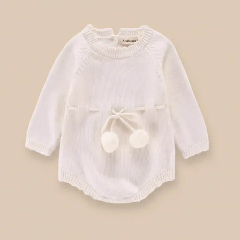CozyCottage™ Baby Girl Knitted Romper | Long-Sleeve Sweater Bodysuit - bebeika