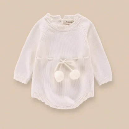 CozyCottage™ Baby Girl Knitted Romper | Long-Sleeve Sweater Bodysuit - bebeika