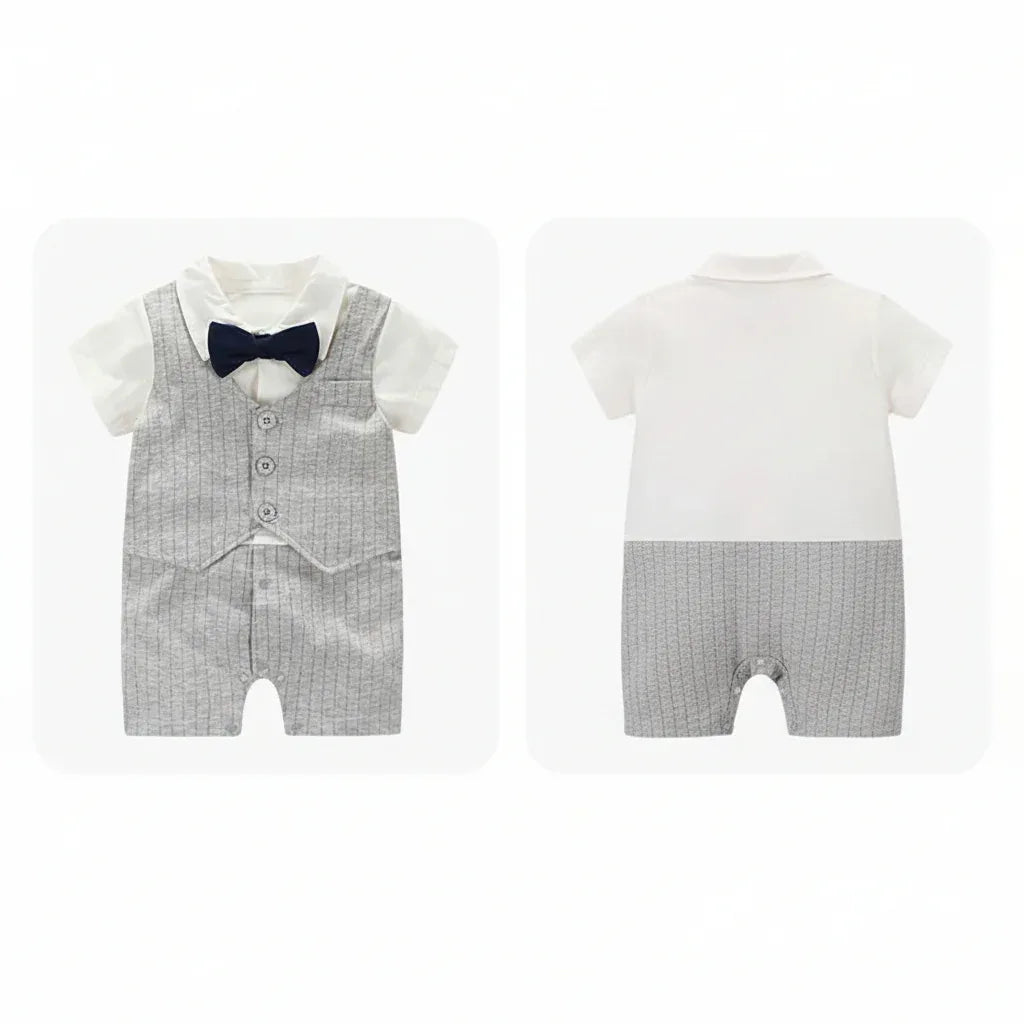 Moonlight™ Newborn Gentleman Romper | Thin Summer Formal Creeper - bebeika