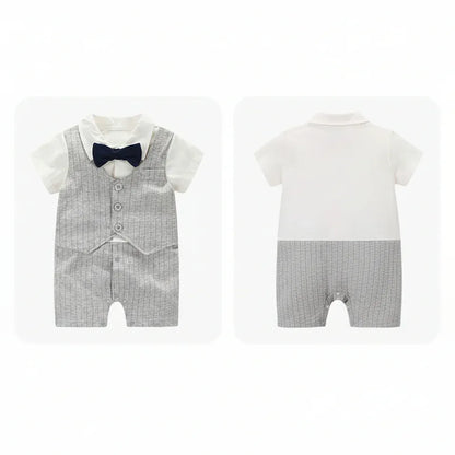 Moonlight™ Newborn Gentleman Romper | Thin Summer Formal Creeper - bebeika