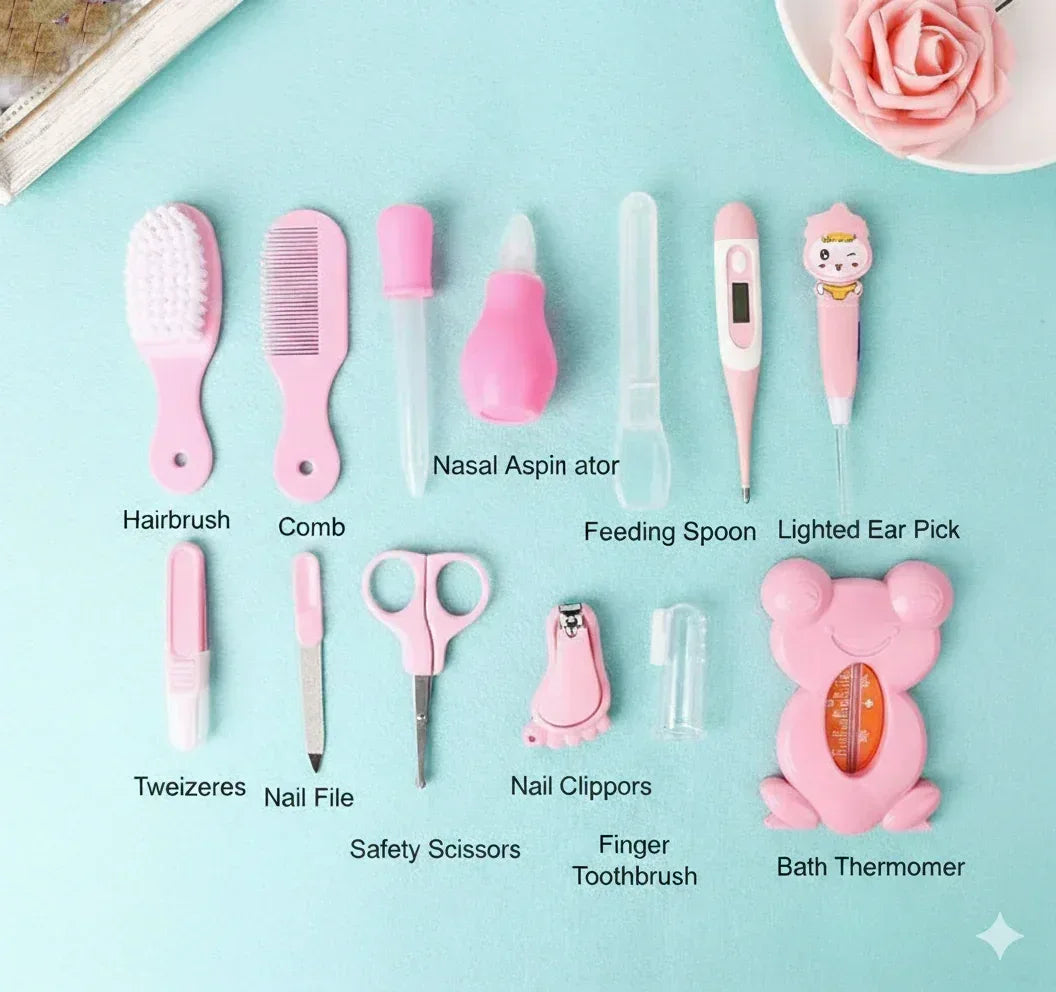 TinyCare™ 13-Pc Baby Health Kit | Deluxe Grooming, Medical & Hygiene Station - bebeika