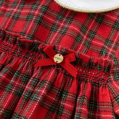 The Autumn Belle™ Lolita Dress | Premium Ruched Plaid Party Gown - bebeika
