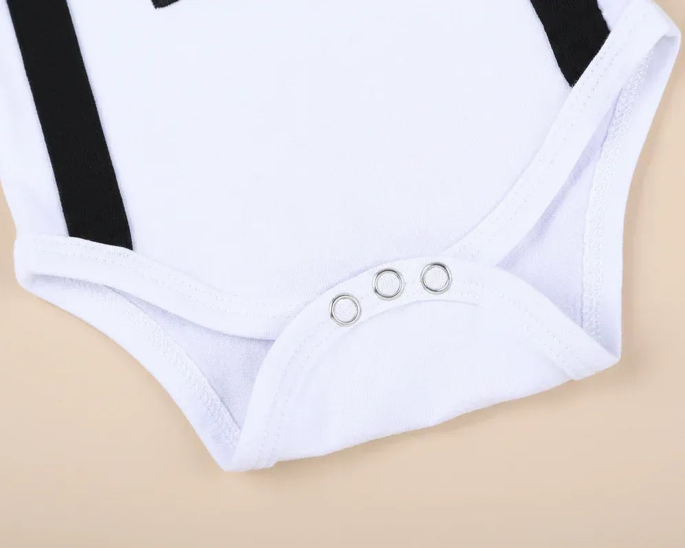 WildOne™ Baby Boy 1st Birthday Set | Gentleman Romper & Suspender Shorts - bebeika
