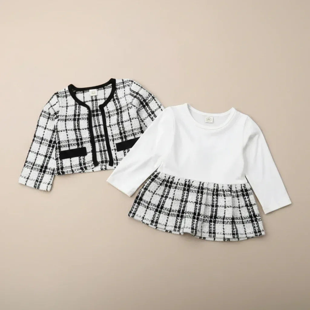 Park Avenue™ 2-Piece Set | Plaid Formal Coat & Tutu Party Dress - bebeika