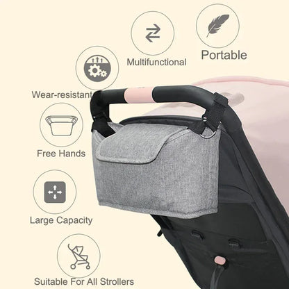StrollSafe™ Universal Stroller Organizer | Insulated Cup Holder & Storage - bebeika