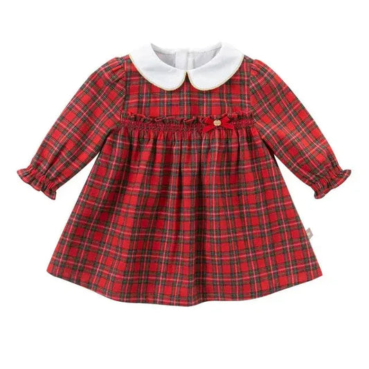 The Autumn Belle™ Lolita Dress | Premium Ruched Plaid Party Gown - bebeika