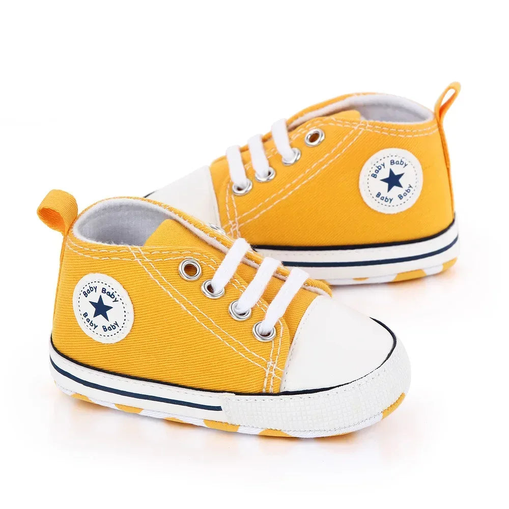 StarSteps™ Classic Canvas Crib Shoes | Soft-Sole Anti-Slip Sneakers - bebeika