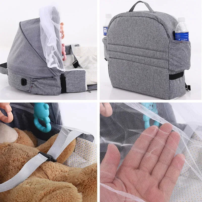 NomadNest™ Foldable Baby Travel Bed | Portable Sleeping Pod with Mosquito Net & Toys - bebeika