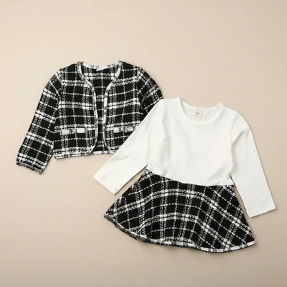 Park Avenue™ 2-Piece Set | Plaid Formal Coat & Tutu Party Dress - bebeika