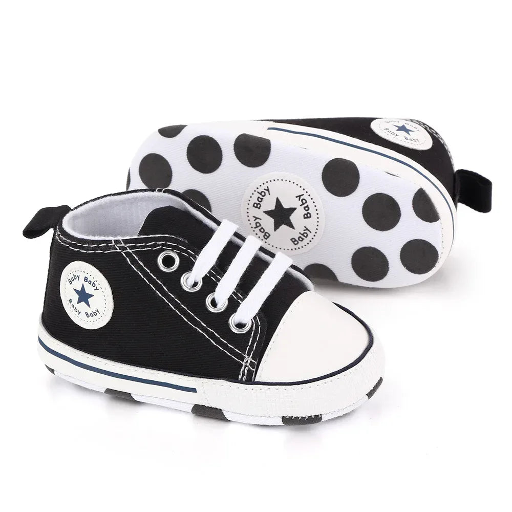 StarSteps™ Classic Canvas Crib Shoes | Soft-Sole Anti-Slip Sneakers - bebeika