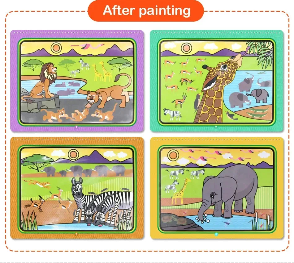 AquaMagic™ Reusable Water Drawing Book | 8 Educational Styles - bebeika