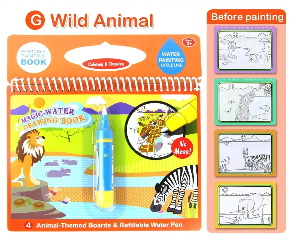 AquaMagic™ Reusable Water Drawing Book | 8 Educational Styles - bebeika