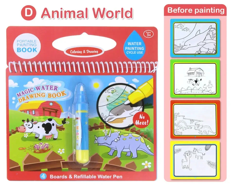 AquaMagic™ Reusable Water Drawing Book | 8 Educational Styles - bebeika