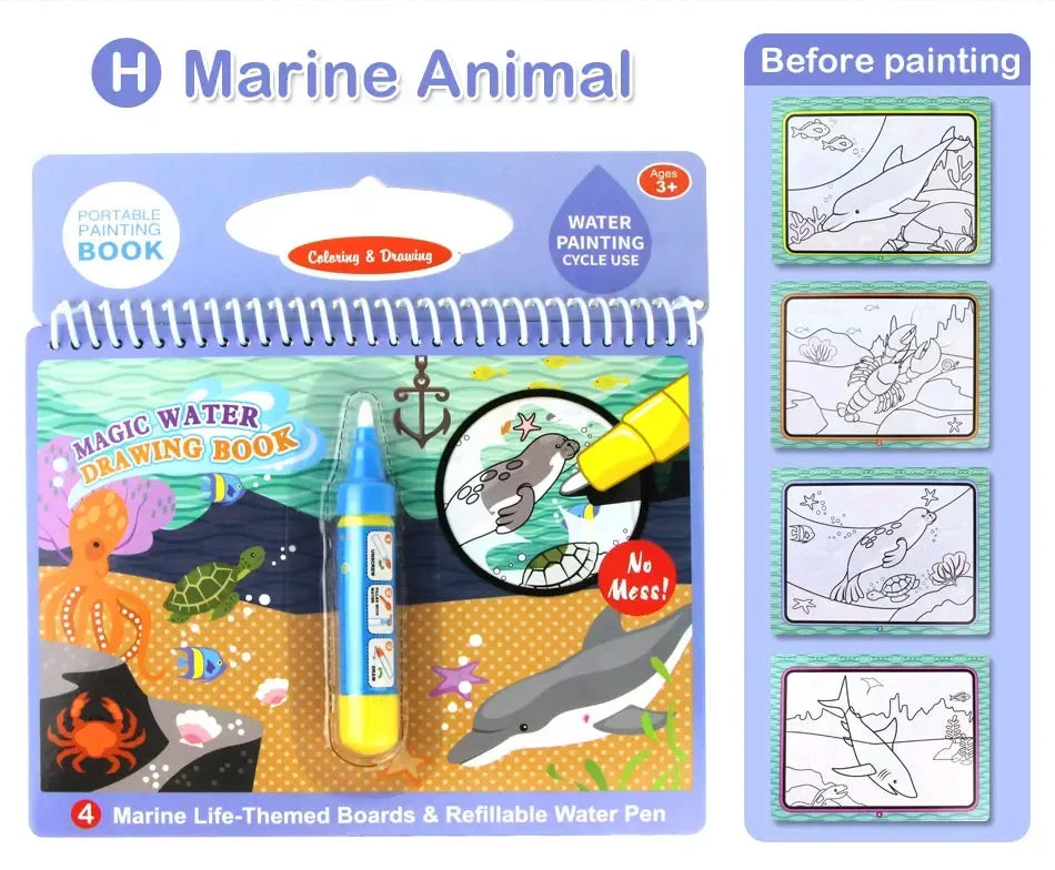 AquaMagic™ Reusable Water Drawing Book | 8 Educational Styles - bebeika