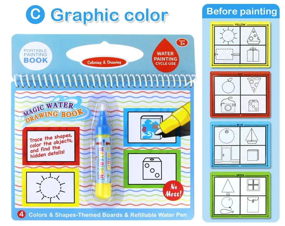 AquaMagic™ Reusable Water Drawing Book | 8 Educational Styles - bebeika