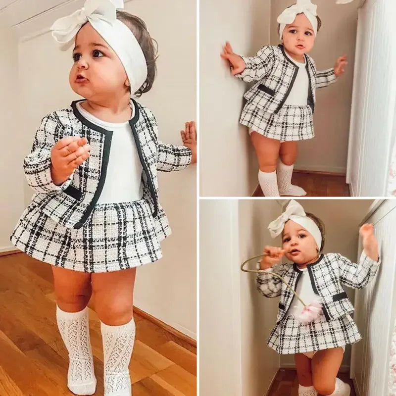 Park Avenue™ 2-Piece Set | Plaid Formal Coat & Tutu Party Dress - bebeika