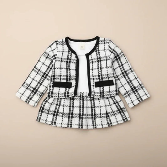 Park Avenue™ 2-Piece Set | Plaid Formal Coat & Tutu Party Dress - bebeika