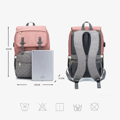 LeQueen™ Diaper Bag Backpack | Large Capacity Travel Bag with USB Port - bebeika