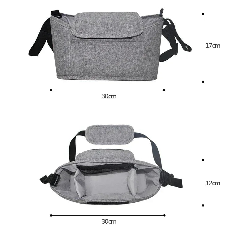 StrollSafe™ Universal Stroller Organizer | Insulated Cup Holder & Storage - bebeika