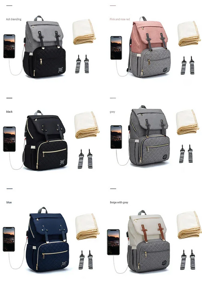 LeQueen™ Diaper Bag Backpack | Large Capacity Travel Bag with USB Port - bebeika