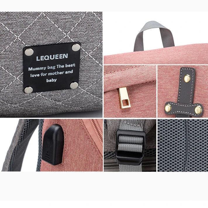 LeQueen™ Diaper Bag Backpack | Large Capacity Travel Bag with USB Port - bebeika