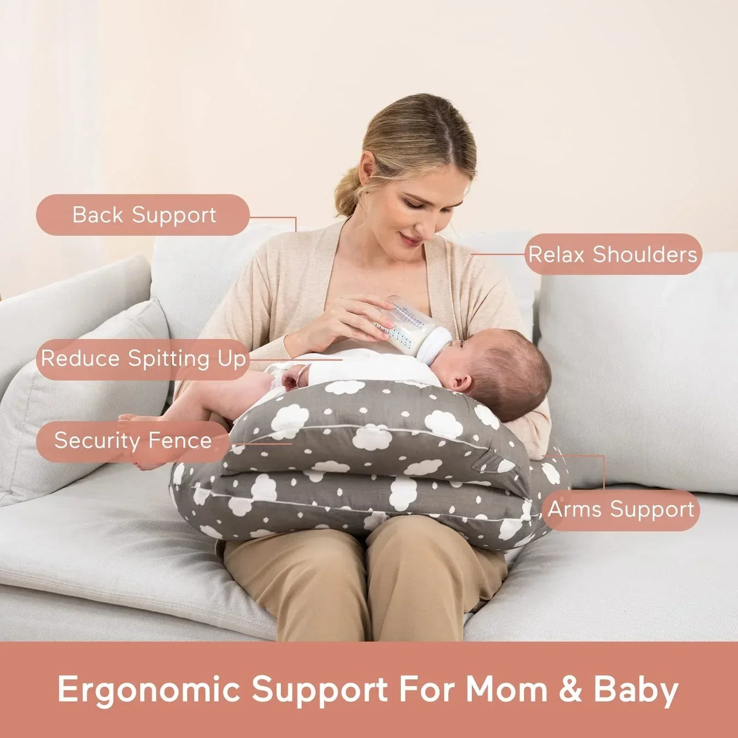 NestleEase™ Multi-Functional Nursing Pillow | Detachable Baby Feeding Support - bebeika