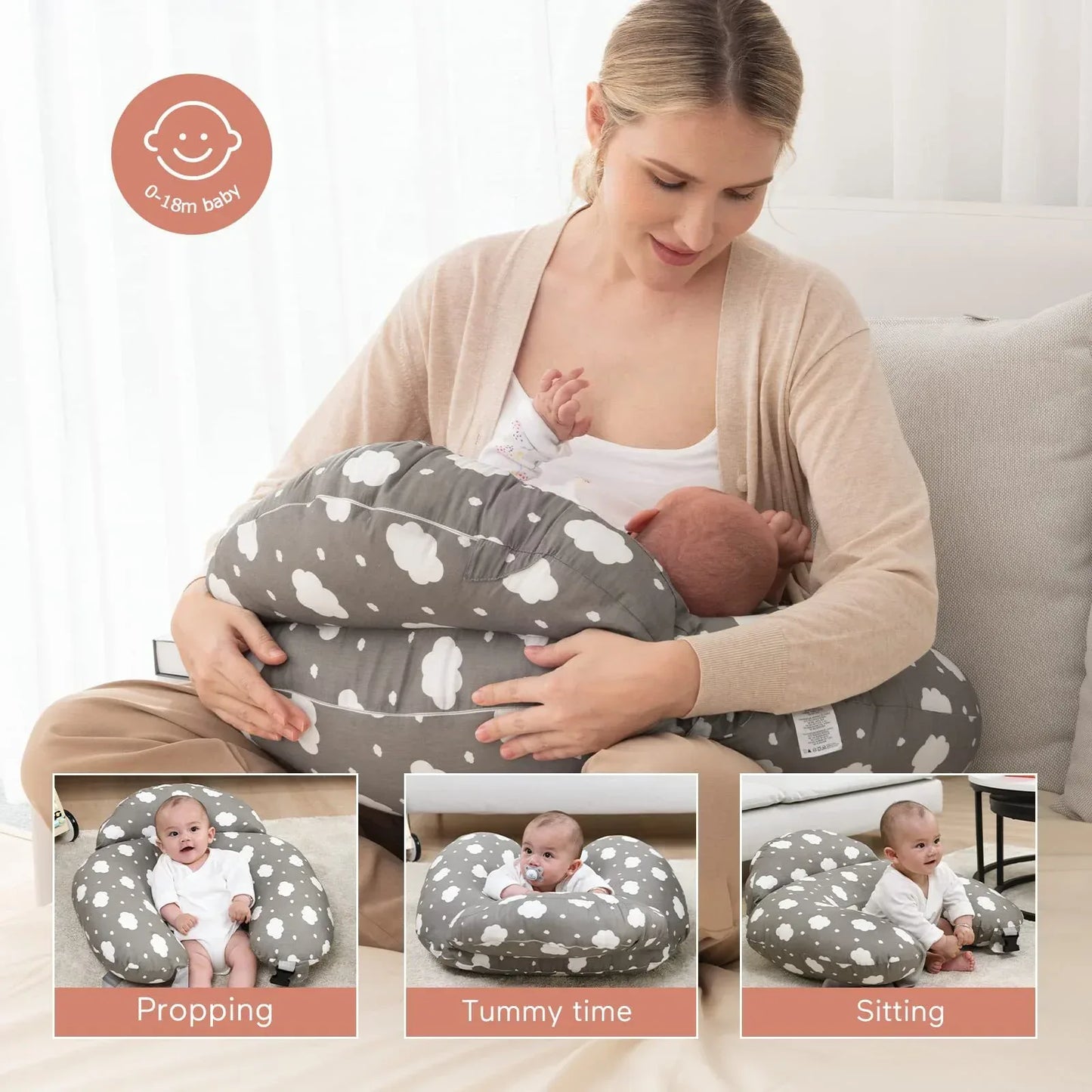 NestleEase™ Multi-Functional Nursing Pillow | Detachable Baby Feeding Support - bebeika