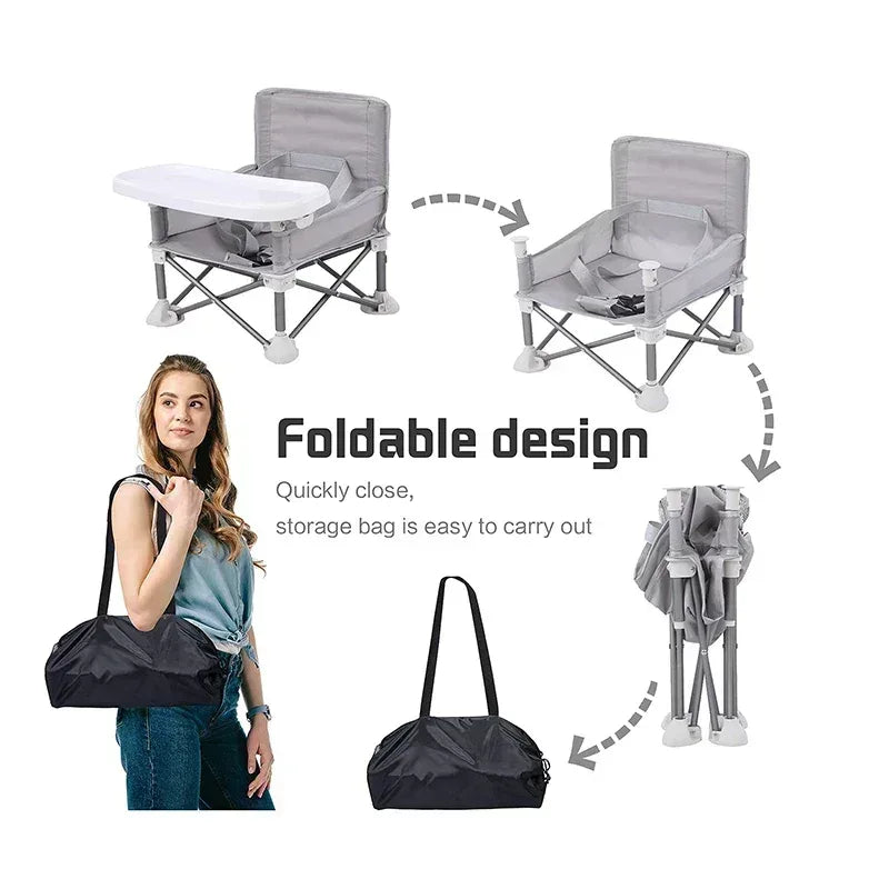 Adventurous Toddler™ Portable Camping Chair | Folding High Chair with Tray & Carry Bag - bebeika