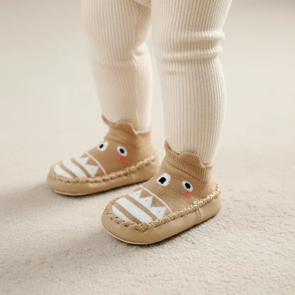 FoxPaws™ Anti-Slip Baby Sock Shoes | Leather-Sole Indoor Walkers - bebeika