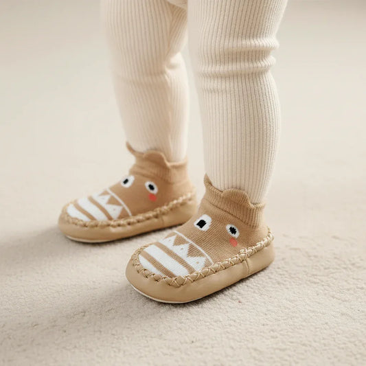 FoxPaws™ Anti-Slip Baby Sock Shoes | Leather-Sole Indoor Walkers - bebeika