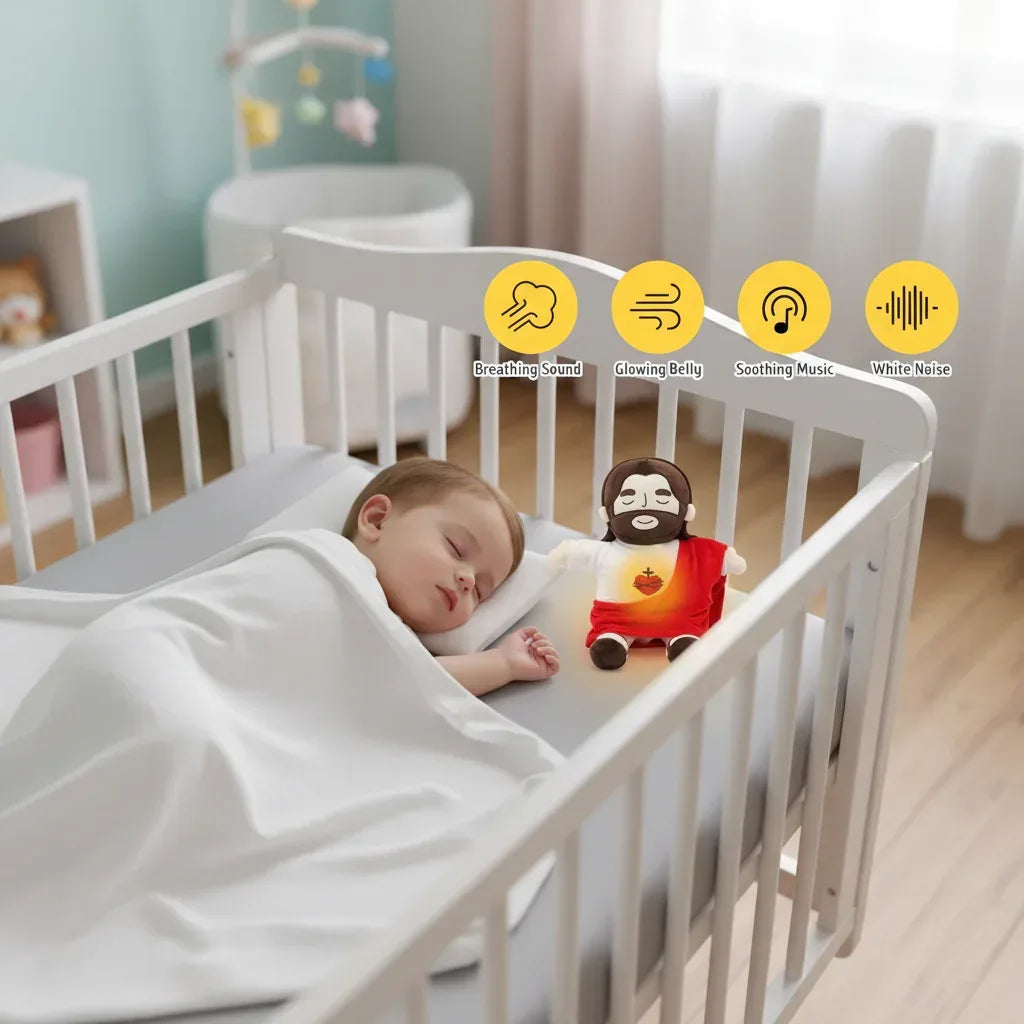Guardian of Peace™ Breathing Sleep Aid | Rhythmic Motion & Sacred Glow Music Plush - bebeika