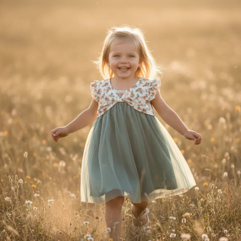 AeroChiffon™ Baby Girl Floral Dress | Lightweight Chiffon Party Skirt - bebeika