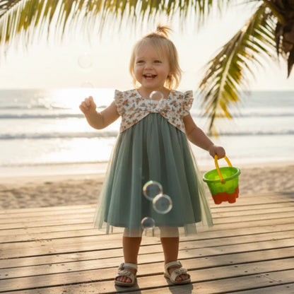 AeroChiffon™ Baby Girl Floral Dress | Lightweight Chiffon Party Skirt - bebeika