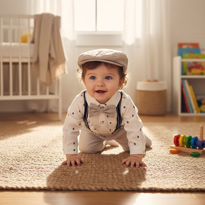 Little-Gentleman™ Formal Romper | Infant Boy Long-Sleeve Gentleman Suit