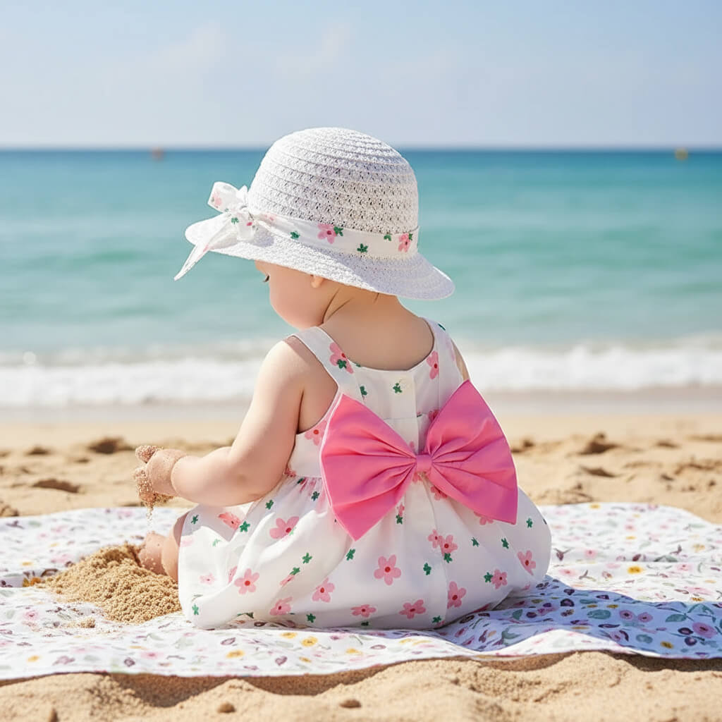 Heritage Floral™ Baby Dress | Sleeveless Bow-Accent Summer Skirt