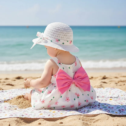 Heritage Floral™ Baby Dress | Sleeveless Bow-Accent Summer Skirt