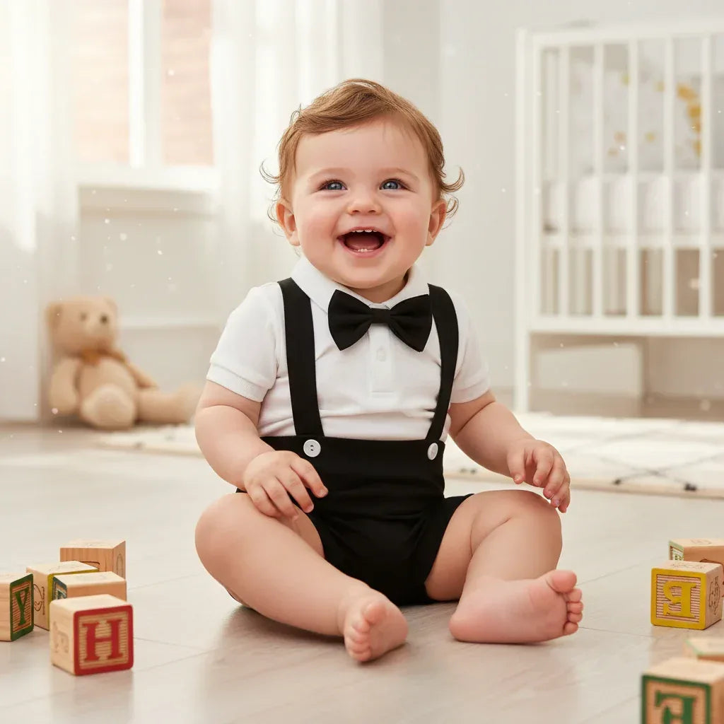 Boutique Beau™ Boys' 2-Piece Set | Formal Short-Sleeve Shirt & Shorts Outfit - bebeika