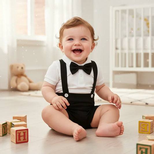 Boutique Beau™ Boys' 2-Piece Set | Formal Short-Sleeve Shirt & Shorts Outfit - bebeika