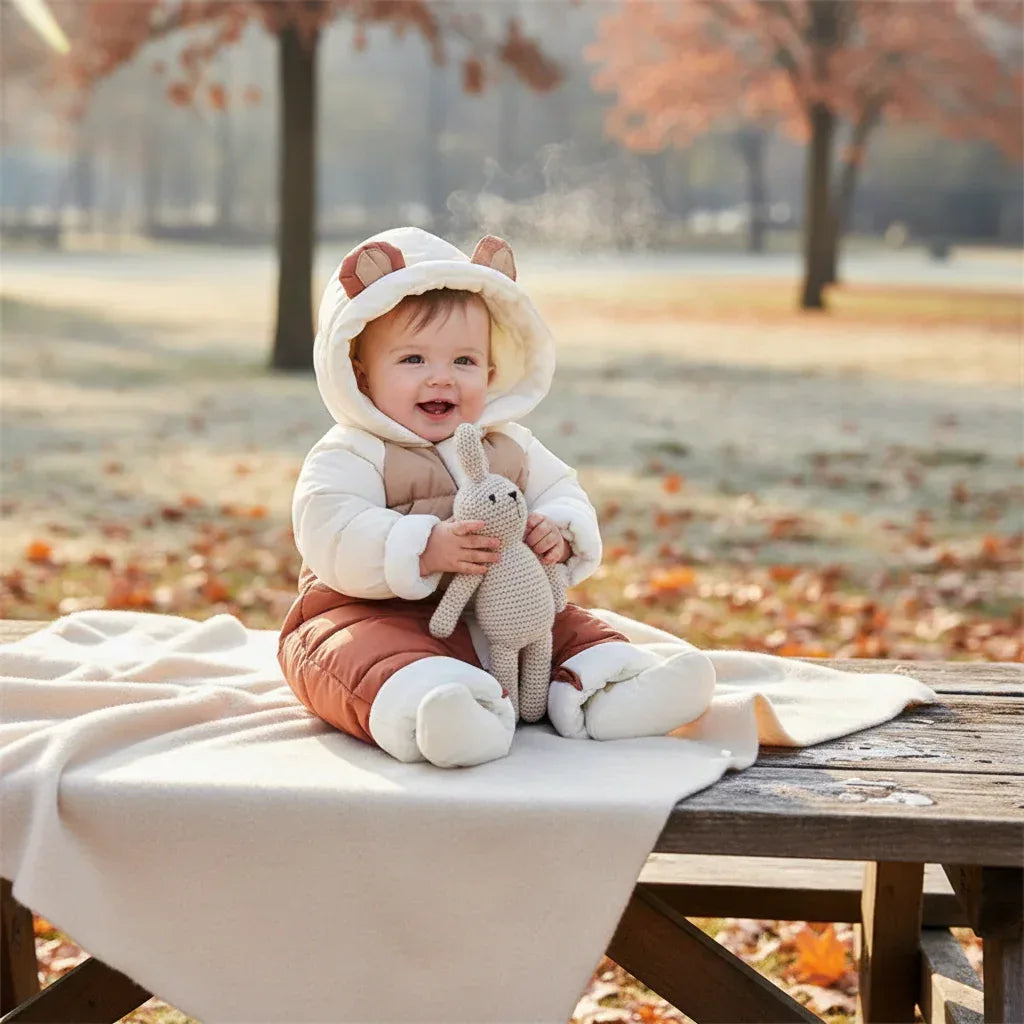 SnuggleShell™ Baby Winter Jumpsuit | Down-Cotton Padded Outdoor Parka - bebeika