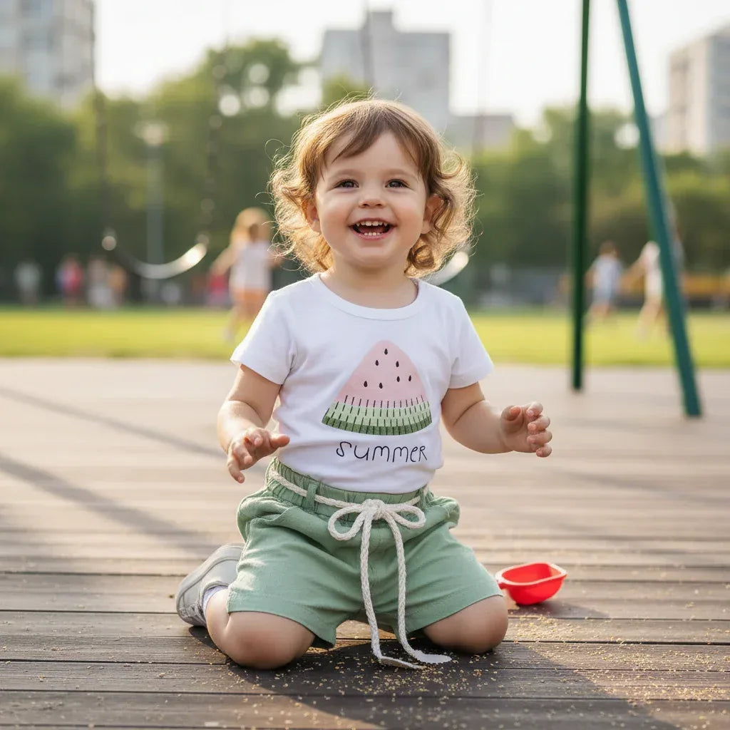 UrbanPlay™ Girls' 2-Piece Set | Relaxed Fit Tee & Comfort Shorts - bebeika